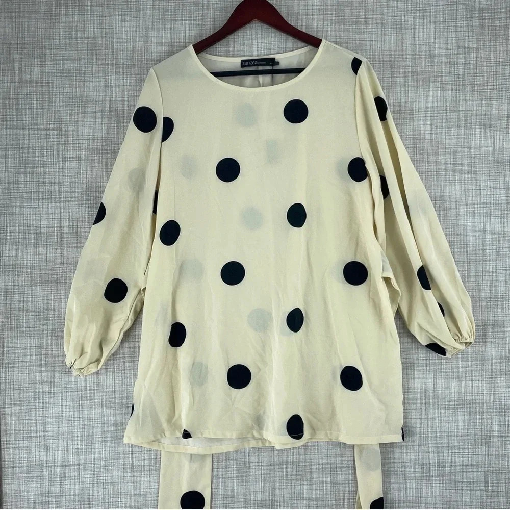 NWT Zanzea Womens Size XXL long sleeve polka dot blouse 2412
